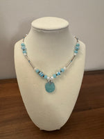 Necklace Fashion Jewelry Beaded and Glass Pendant
