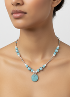 Necklace Fashion Jewelry Beaded and Glass Pendant
