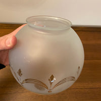 Vintage Glass Globe Lamp Shade Art Deco Pattern Frosted and Clear Replacement