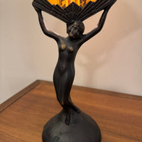 Art Deco Style Lamp Lady with Fan Shaped Shade