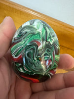Handmade Glass Art Paperweight Multicolor Egg
