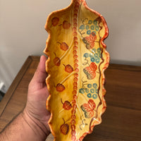 Ceramic Leaf Shaped Fall Italian Bowl Oval