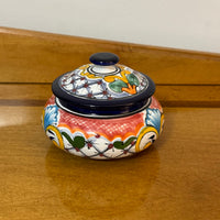 Mexican Hand-painted Ceramic Sugar Bowl
