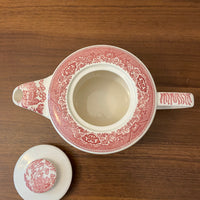 Vintage Ceramic Willow Pink Rose Transferware Teapot