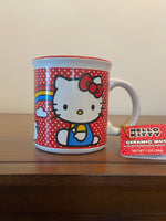 Hello Kitty Sanrio 2022 Red Polka Dot Ceramic Mug with Hot Chocolate Cocoa

