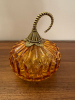 Martha Stewart Hand Blown Glass Pumpkin Halloween Fall Decor
