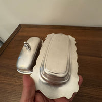 Vintage Ornate Rectangular Silver-plated Lidded Butter Dish