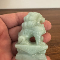 Vintage Hand Carved Green Jade Jadeite Foo Lion Foo Dog Figure