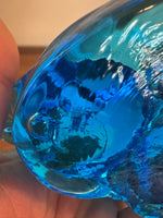 Vintage Art Blue Glass Bluebird Two Birds on Heart
