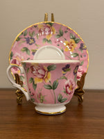 Vintage Heirloom English Fine Bone China Pink Floral Tea Cup and Saucer
