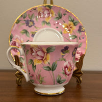 Vintage Heirloom English Fine Bone China Pink Floral Tea Cup and Saucer