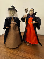 Vintage Holiday Decor Halloween Dracula and Witch Figurines
