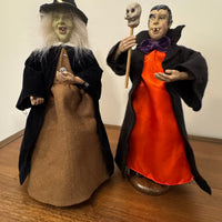 Vintage Holiday Decor Halloween Dracula and Witch Figurines