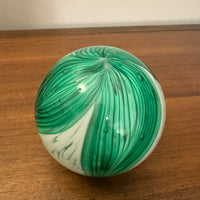 Elwood Art Glass Handmade Paperweight Green Leaves