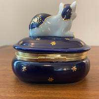 Vintage Takahashi Japanese Porcelain Trinket Box Cat
