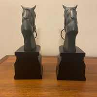 Bronze Horse Head Resin Base Bookend Set of 2