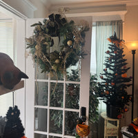 Holiday Decor Christmas Halloween Gold Black Wreath