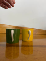 OMC Japan Vintage Green & Yellow Ceramic Espresso Cups Set of 2
