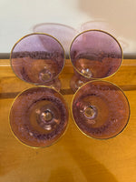 Vintage Colored Glass Gilt Wine Goblets Set

