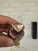 Christmas Blown Glass Owl on Clip Ornament

