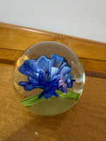 Handmade Glass Art Paperweight Flower in Clear
