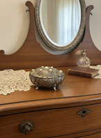 Vintage Ornated Jewelry Box with Red Velvet Lining Interior
