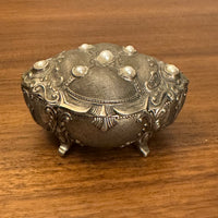 Vintage Ornated Jewelry Box with Red Velvet Lining Interior