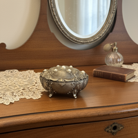 Vintage Ornated Jewelry Box with Red Velvet Lining Interior