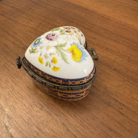Vintage Porcelain Heart Shaped Jewelry Trinket Box