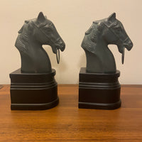 Bronze Horse Head Resin Base Bookend Set of 2