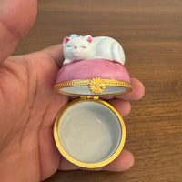 Porcelain Trinket Box Sleeping Cat Kitten