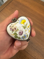 Vintage Porcelain Heart Shaped Jewelry Trinket Box
