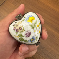 Vintage Porcelain Heart Shaped Jewelry Trinket Box