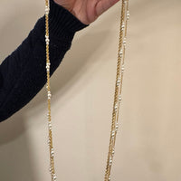 Gold-tone Multistrands Chain Faux Pearls Necklace