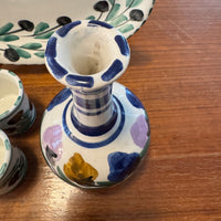 Olive Branch Mediterranean Pattern Small Platter-Cups-Bottle Handmade Pottery Set