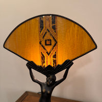Art Deco Style Lamp Lady with Fan Shaped Shade