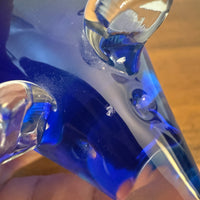 Handmade Clear and Blue Glass Mouse Figurine Paperweight