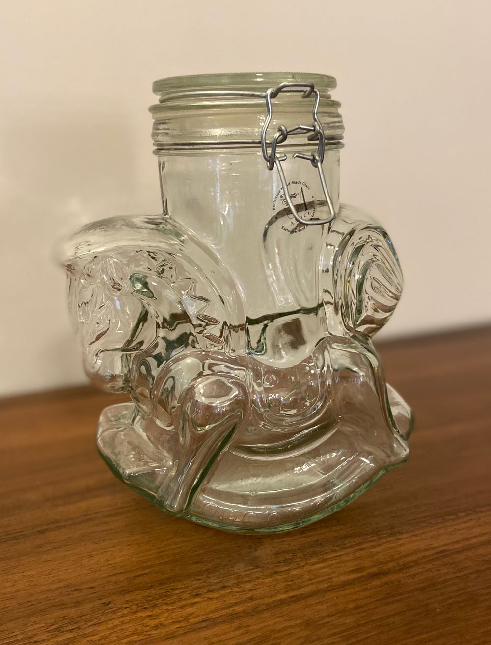 Glass Rocking Horse Cookie-Candy Jar-Canister with Hinged Lid AMICI