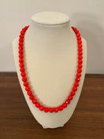 Vintage Faceted Red Beaded Necklace
