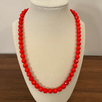 Vintage Faceted Red Beaded Necklace
