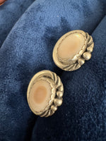 Sterling Silver Earrings Navajo Mother Pearl Oval Stud
