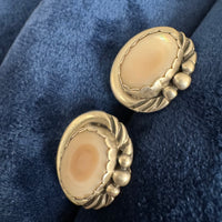 Sterling Silver Earrings Navajo Mother Pearl Oval Stud