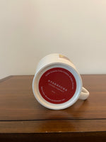 Starbucks Sumatra Stamp Coffee Mug – White Ceramic, Red & Gold Label, 15.5 oz 2006
