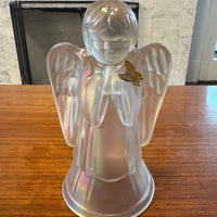 Vintage Iridescent Fenton Glass Angel Figurine Bell