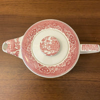 Vintage Ceramic Willow Pink Rose Transferware Teapot