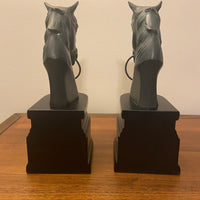 Bronze Horse Head Resin Base Bookend Set of 2