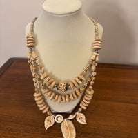 Vintage Multi Strand Carved Bone Necklace