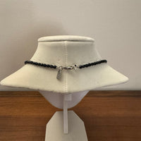 1928 Brand Black Glass Rhinestone Pendant Necklace Jewelry