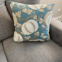 Shabby Chic Cotton Throw Pillow Embroidered Pumpkins Fall- Halloween Decor