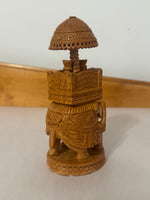 Hand-carved Wood Howdah Elephant-Indian Figure
